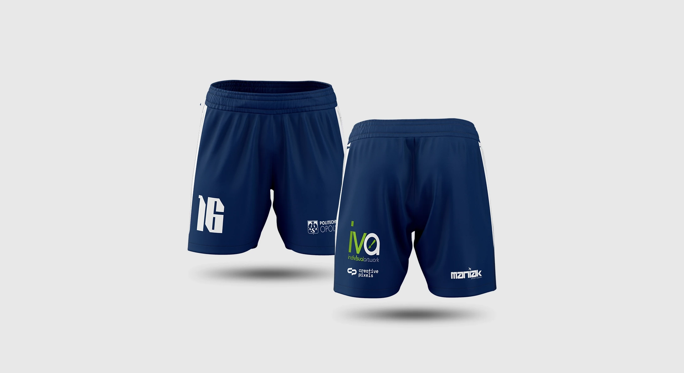 Front oraz tył spodenek sportowych AZS Politechnika Opolska