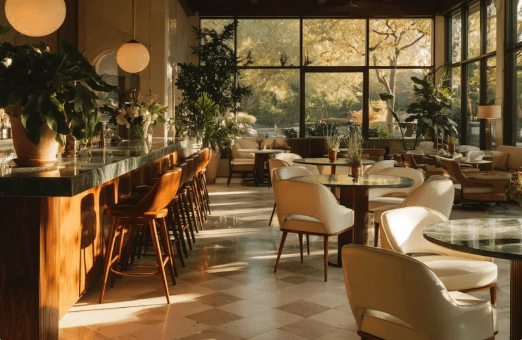 Interior of a luxury lounge and bar area