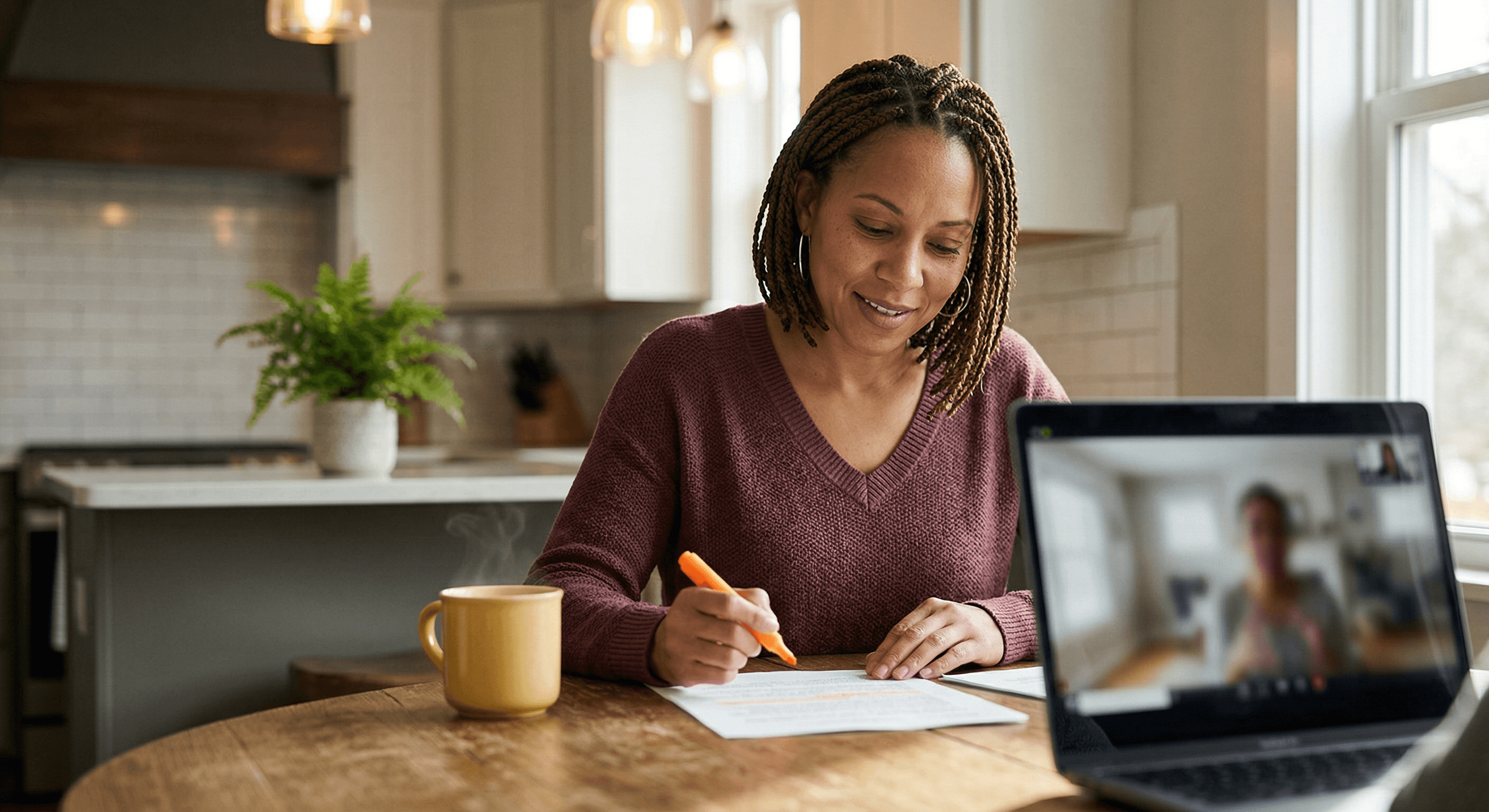 Person reviewing ADA accommodation documentation with a psychologist during a telehealth evaluation