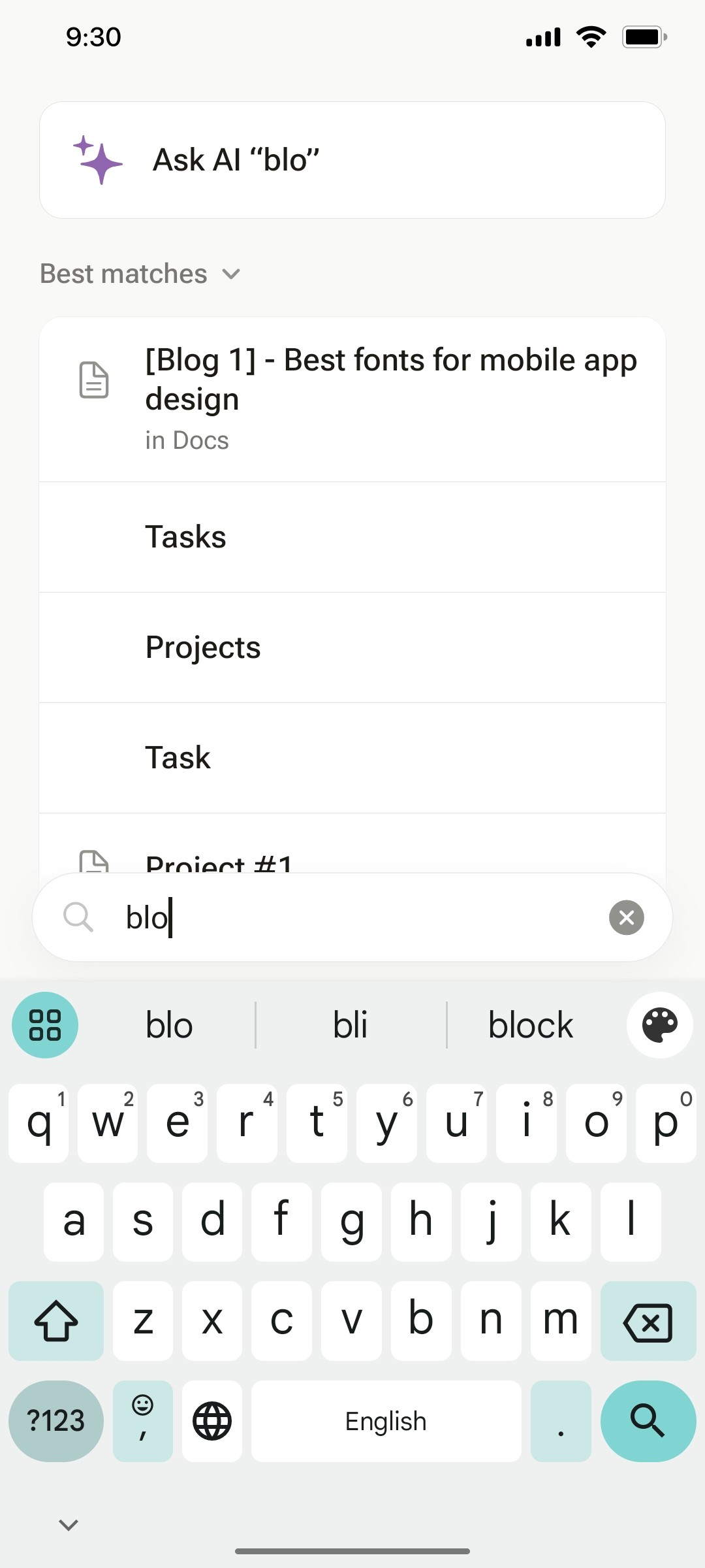 Notion App Ask AI blo Screen