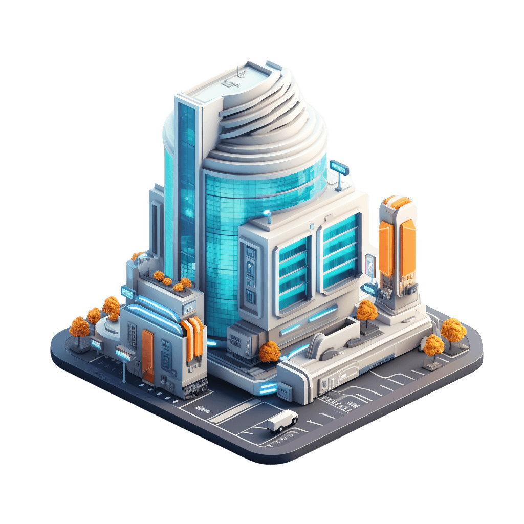 Blue futurstic city 3d icon