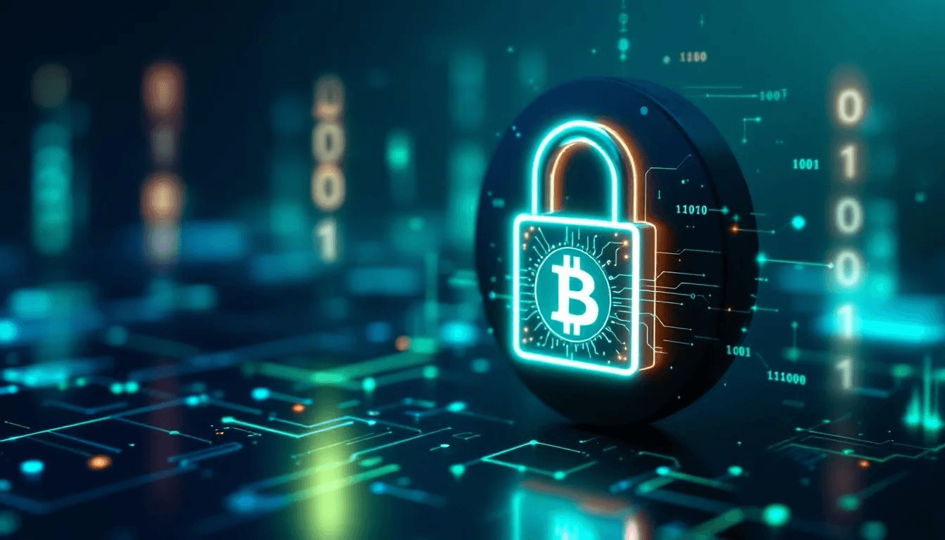 The image depicts a digital lock symbolizing security measures that protect cryptocurrency transactions within the bitcoin network. This visual emphasizes the importance of safeguarding digital assets against threats like phishing scams, ensuring that bitcoin payments remain secure and that investors can safely buy and manage their financial assets.