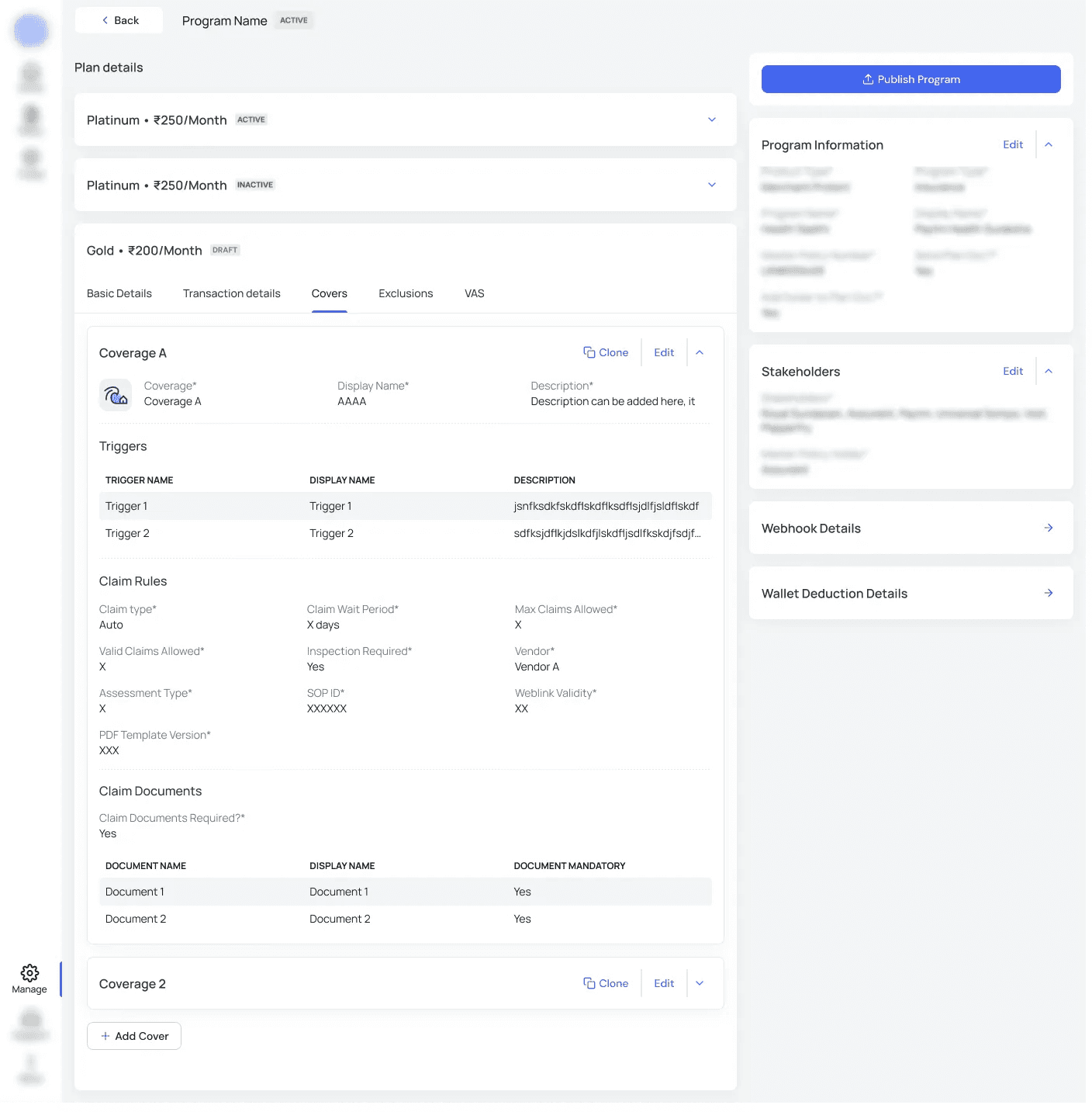 Cover configuration screen