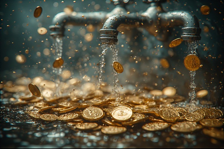 Symbolic image of greed golden coins dripping down| Jyotisa.org