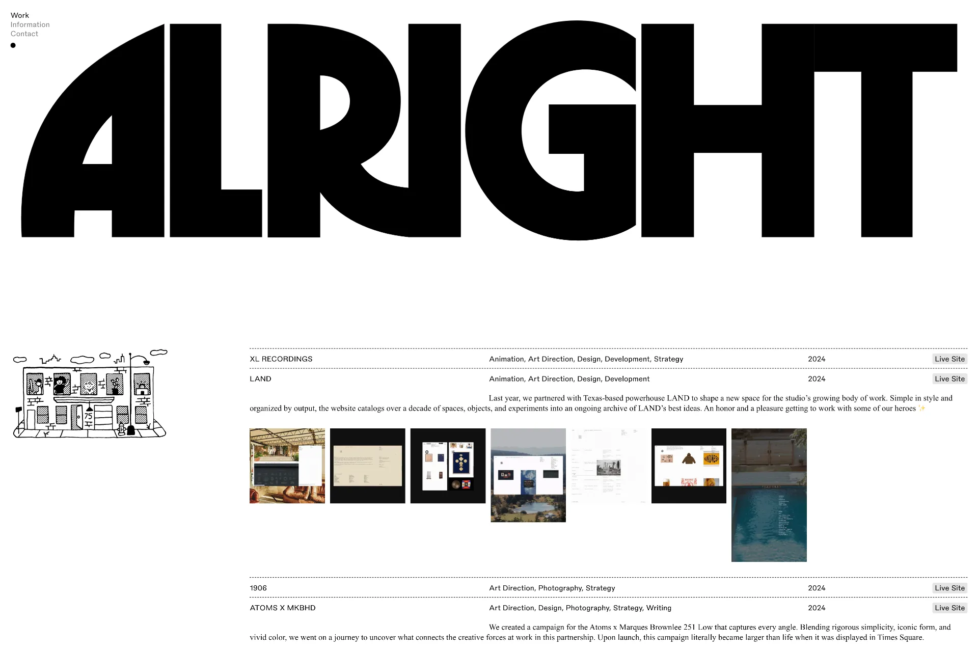 Screenshot of Alright Studio website