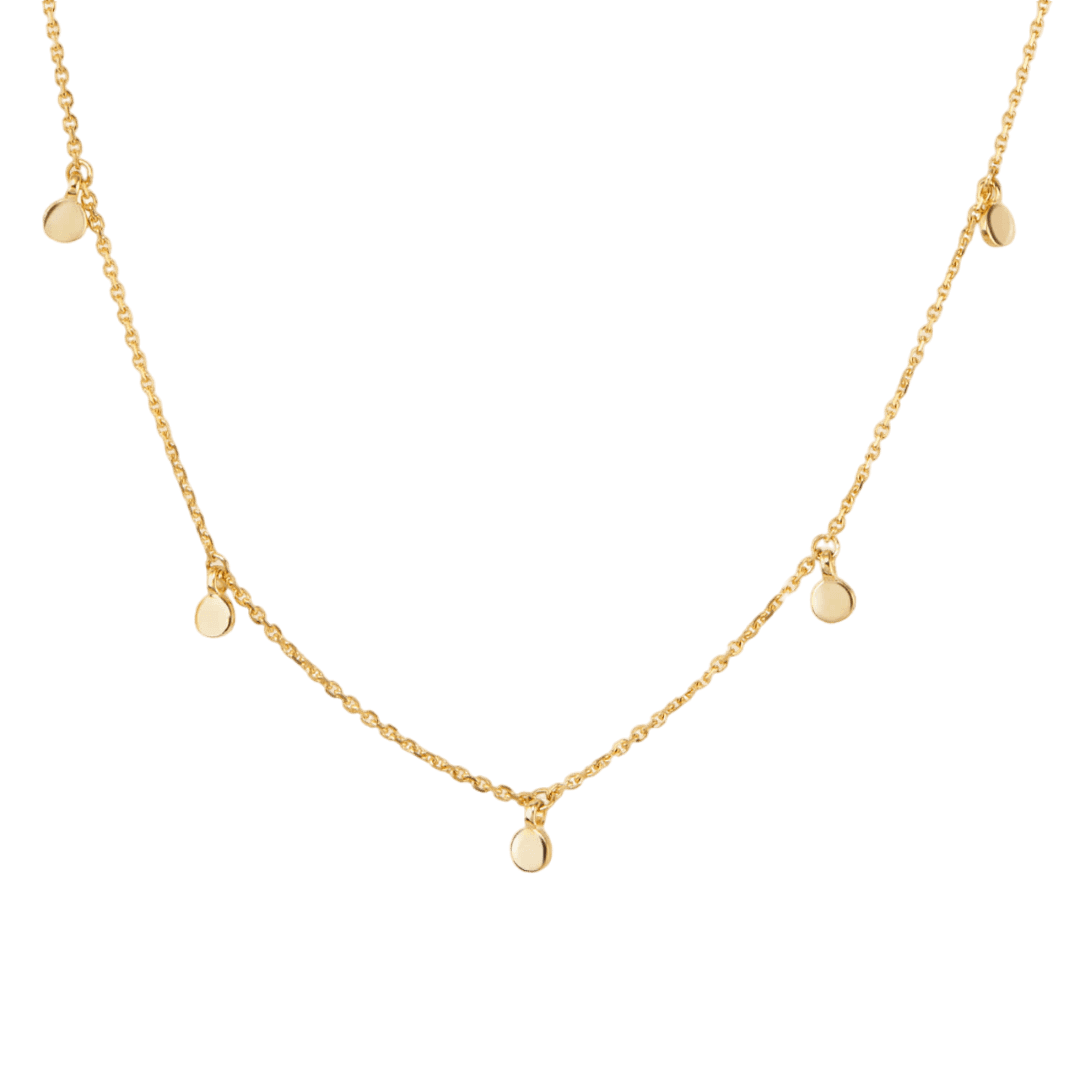 gold necklace on a white background