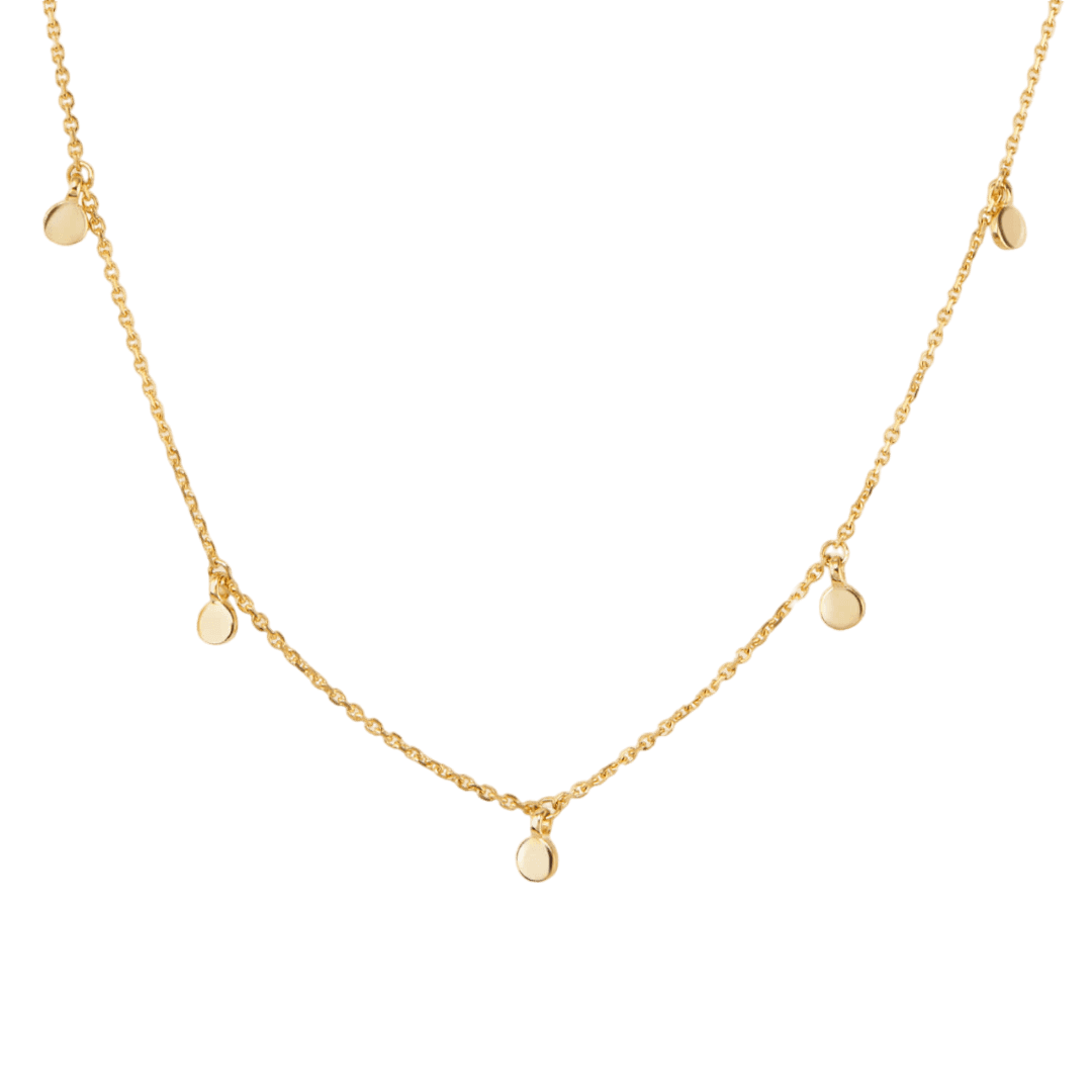 Gold necklace on a white background