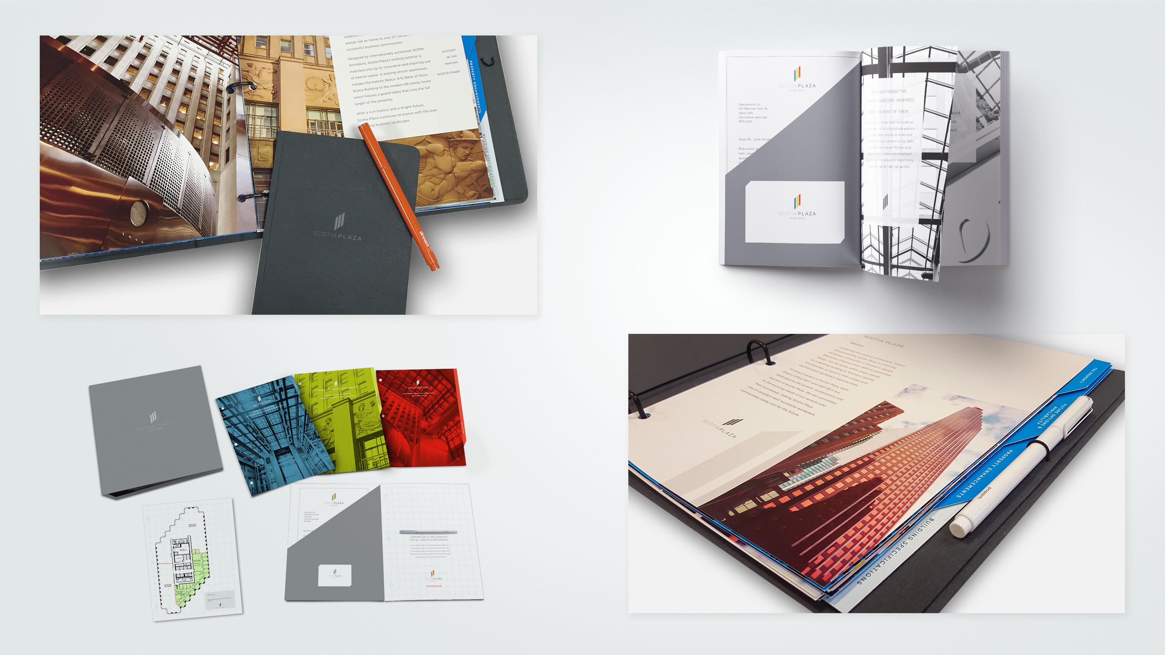 Mock-ups of finished printed pieces