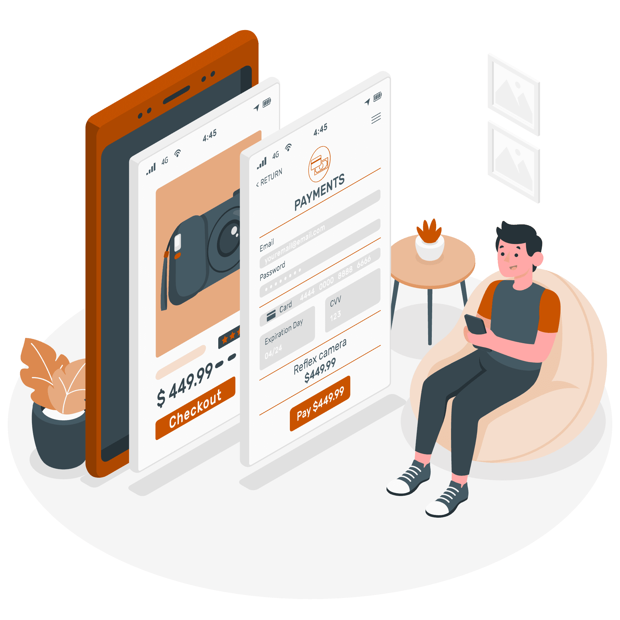 Illustration showing someone shopping online using their phone