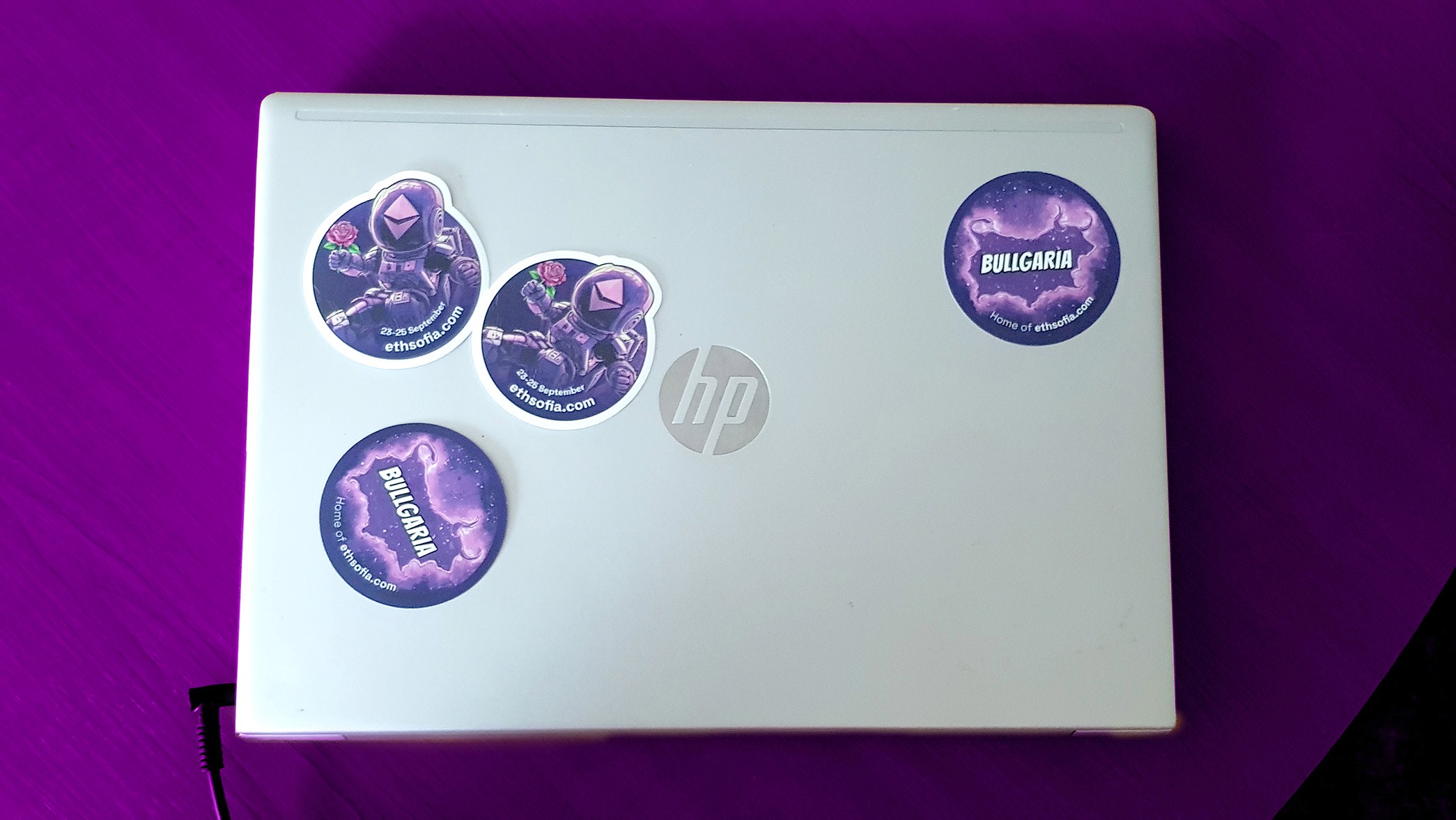 Stickers on laptop cover