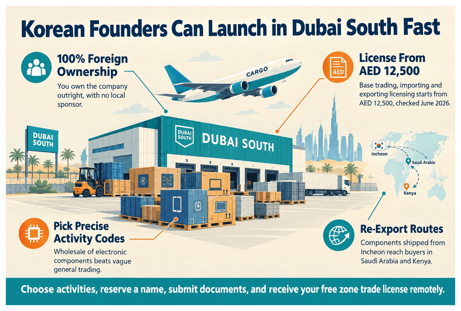 Infographic: How to Set Up a Trading Company in Dubai South as a Korean National