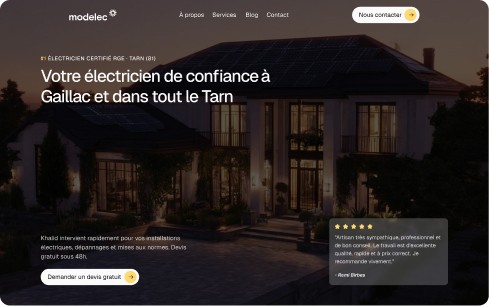 Site vitrine Framer pour électricien à Gaillac - Aura Growth