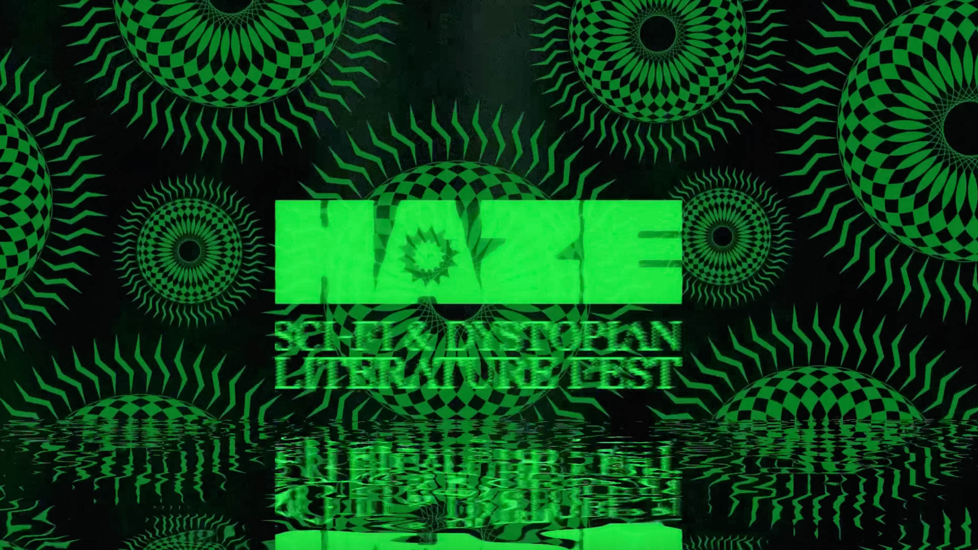 Green typographic posters for a festival called HAZE
