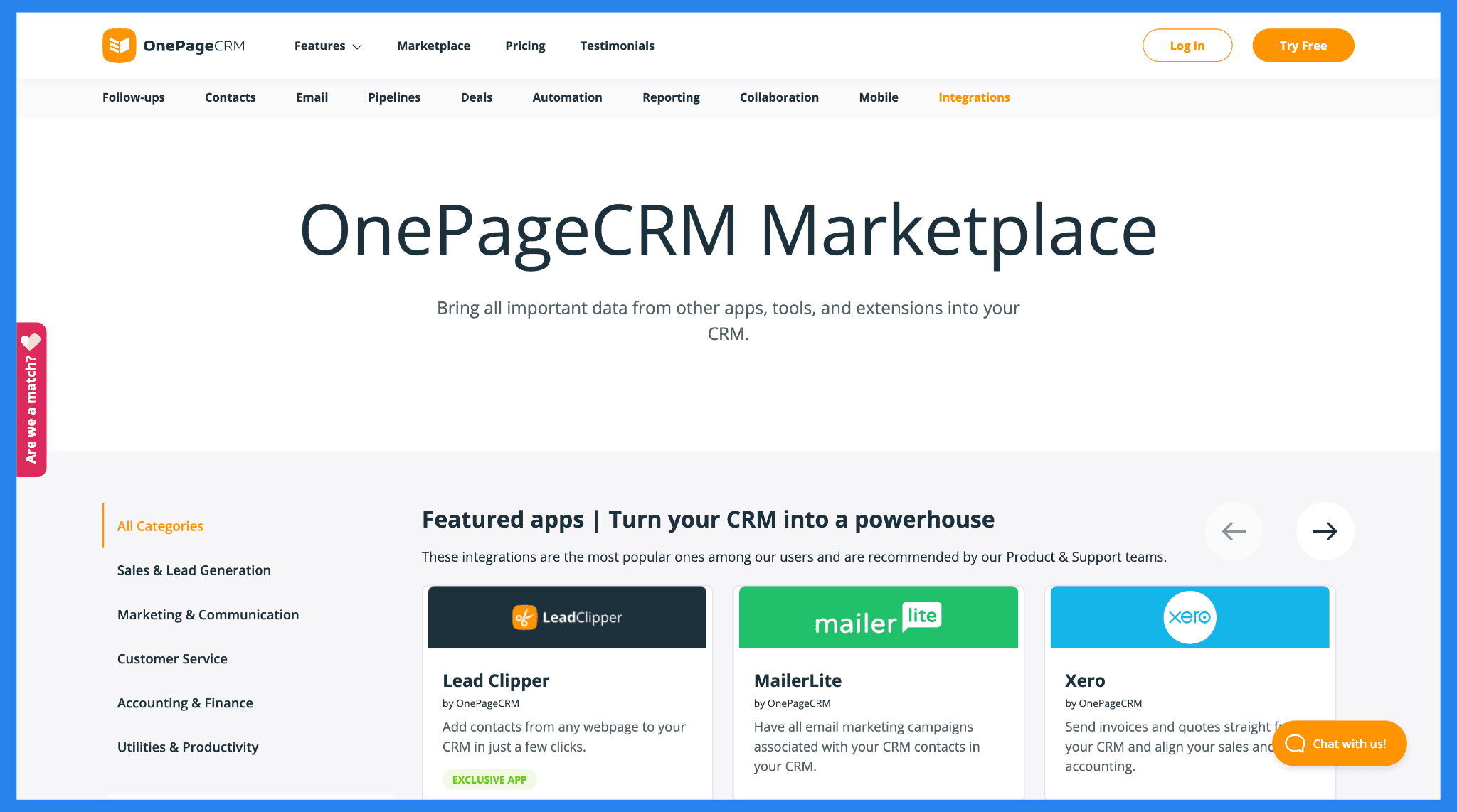 Key Features of OnePageCRM: Integrations