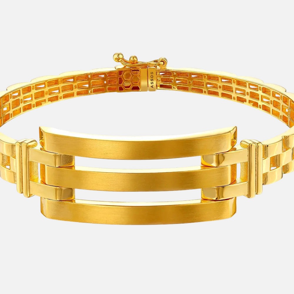 Assos Pırlanta 14 Ayar Altın Kaburga Kelepçe Bilezik