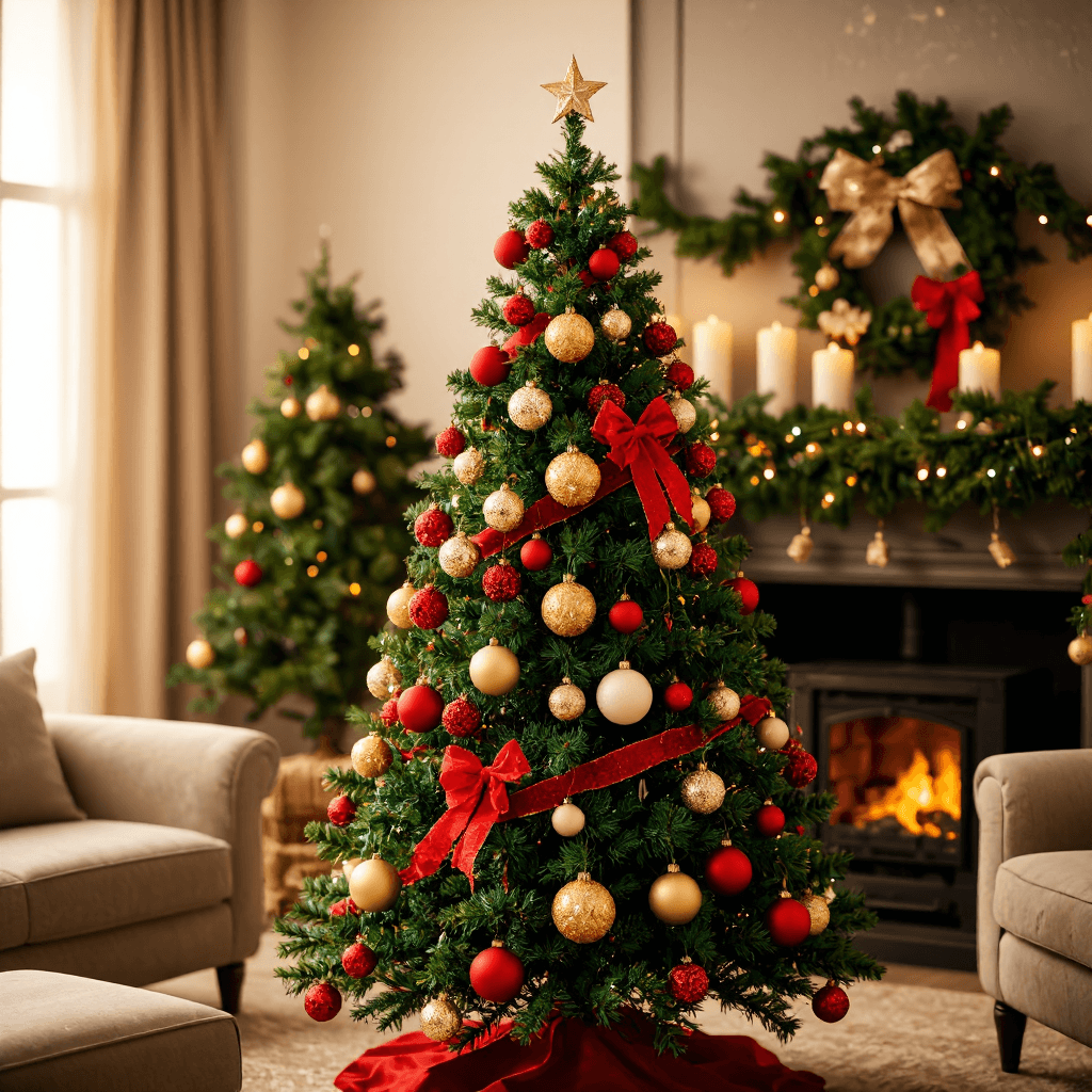 product photography of decorated Christmas tree