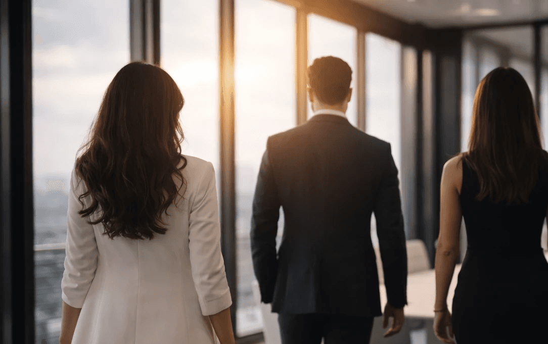 people walking into meeting room