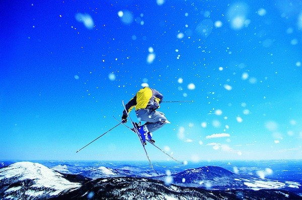 skier at lake louise