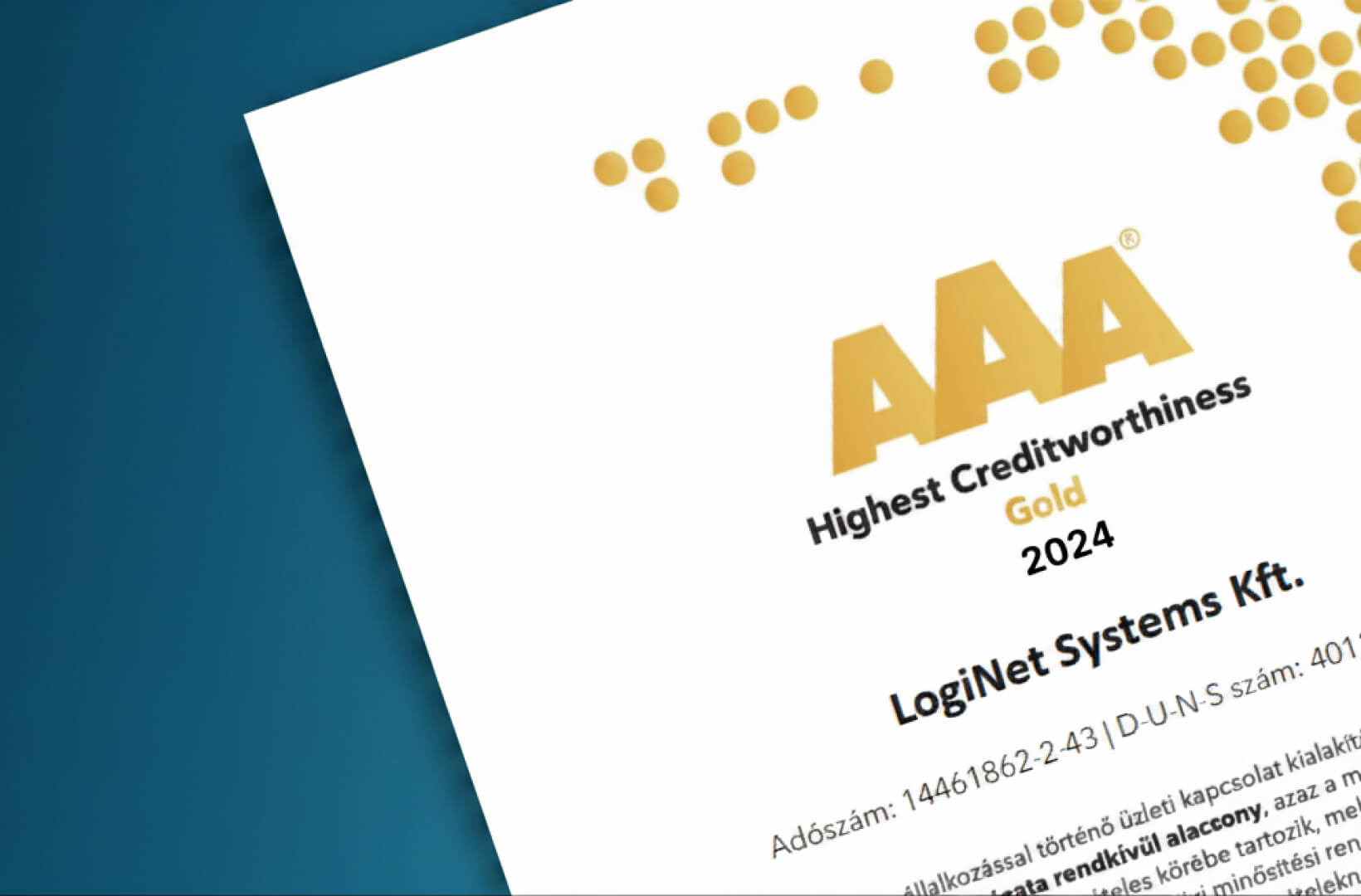 AAA Gold rating for financially stable companies
