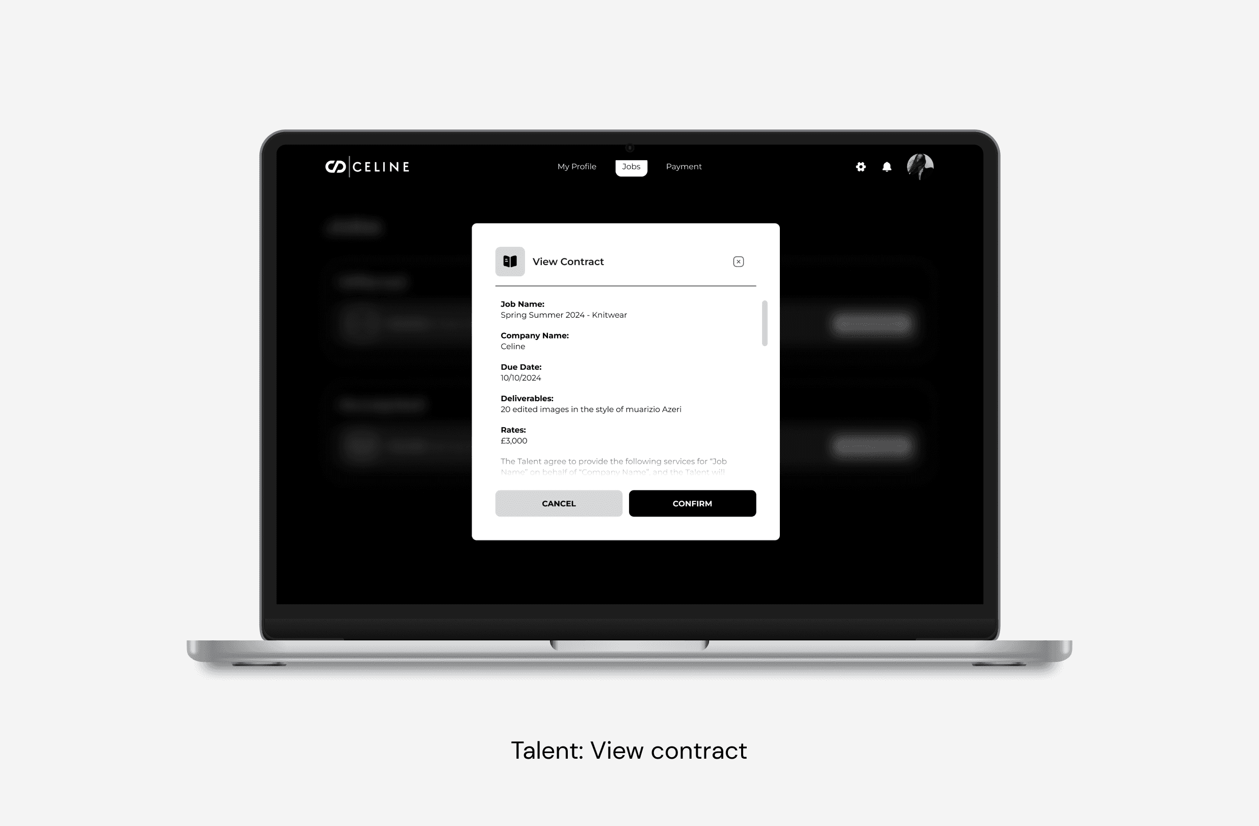 Talent - view contract