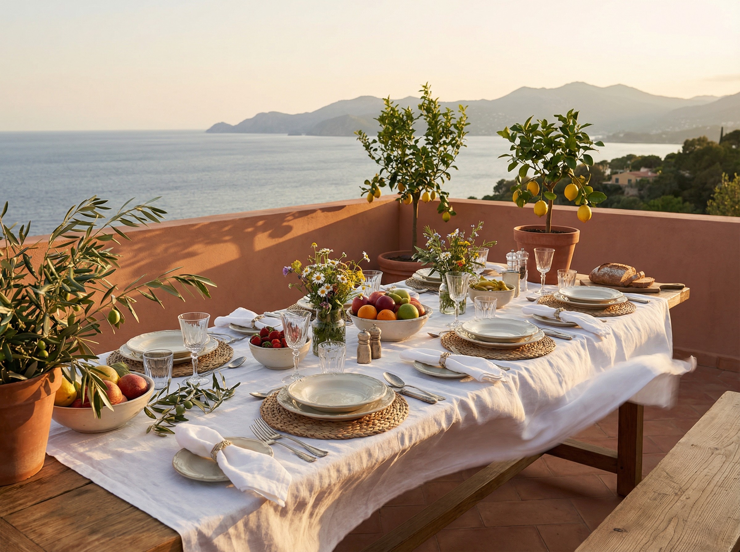 Beautiful long table, Capri, Italy
