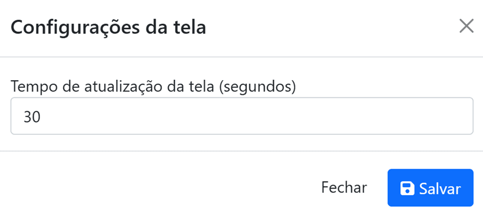 configurações da tela