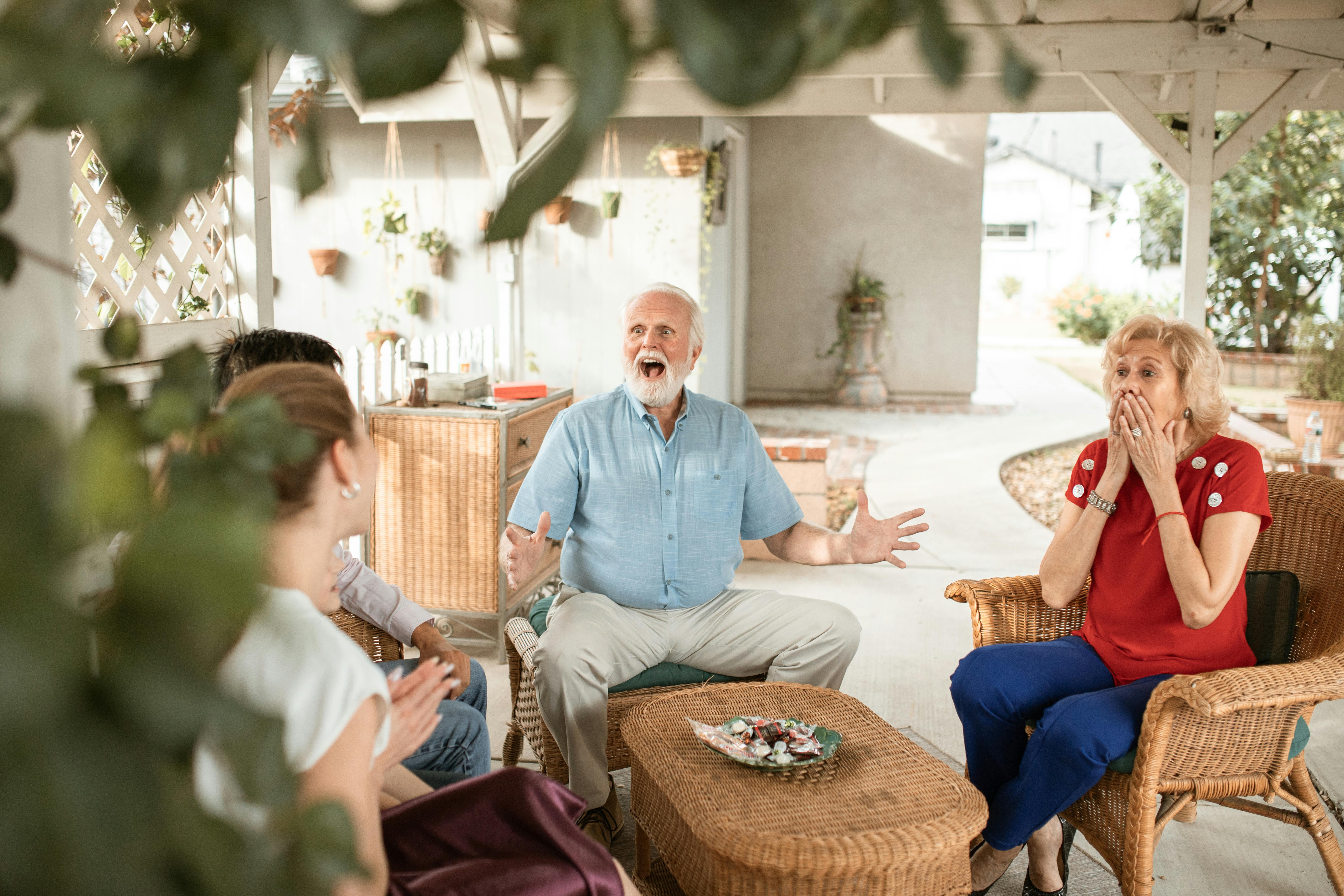 Mature couple acting surprised