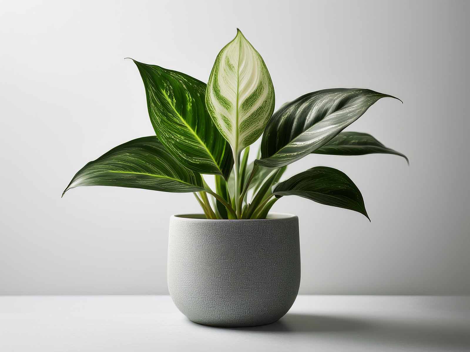 Emerald Beauty Aglaonema with lush, variegated green and silver leaves in a modern St. Louis office, supplied by Tropical Decor