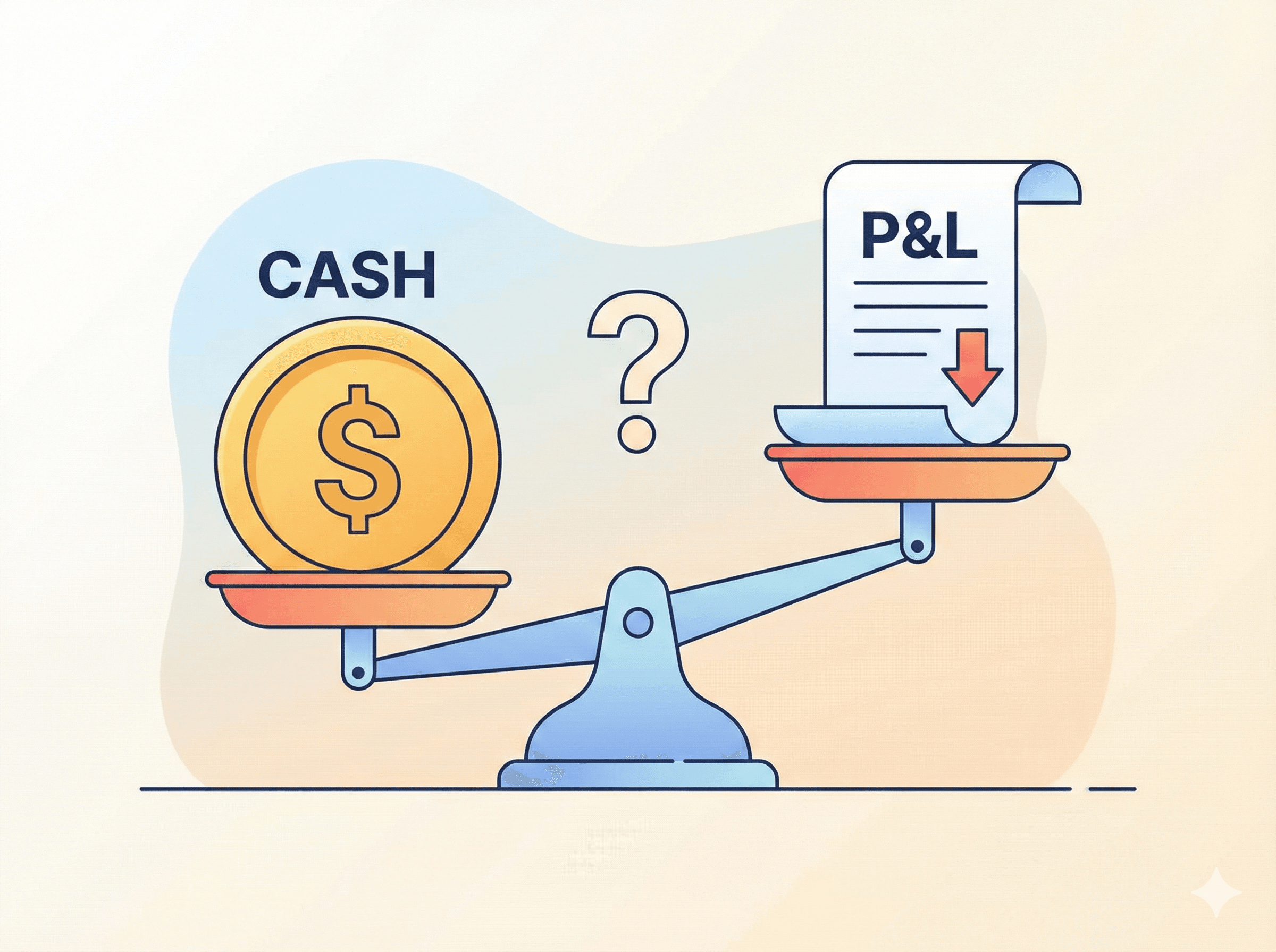 Startup accounting disconnect between cash flow and P&L profit
