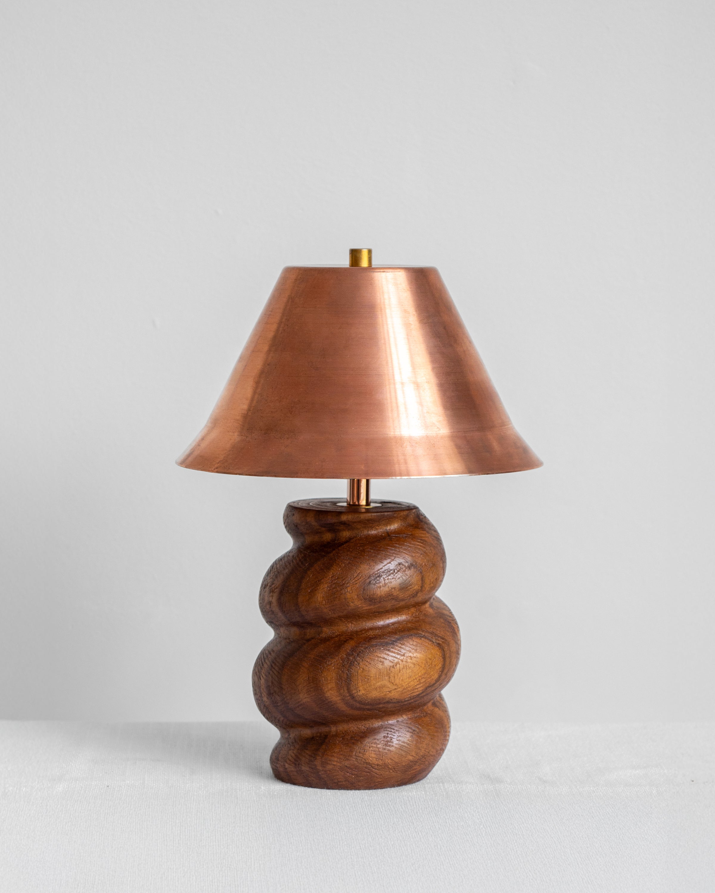 Caracol Desk Lamp with Walnut base and Copper shade available in UK, EU & US/CA wiring