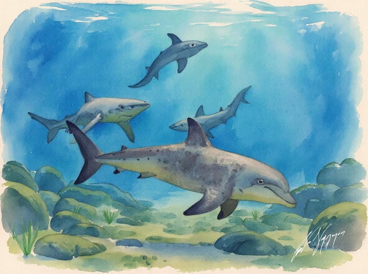 World of Sharks in Watercolour