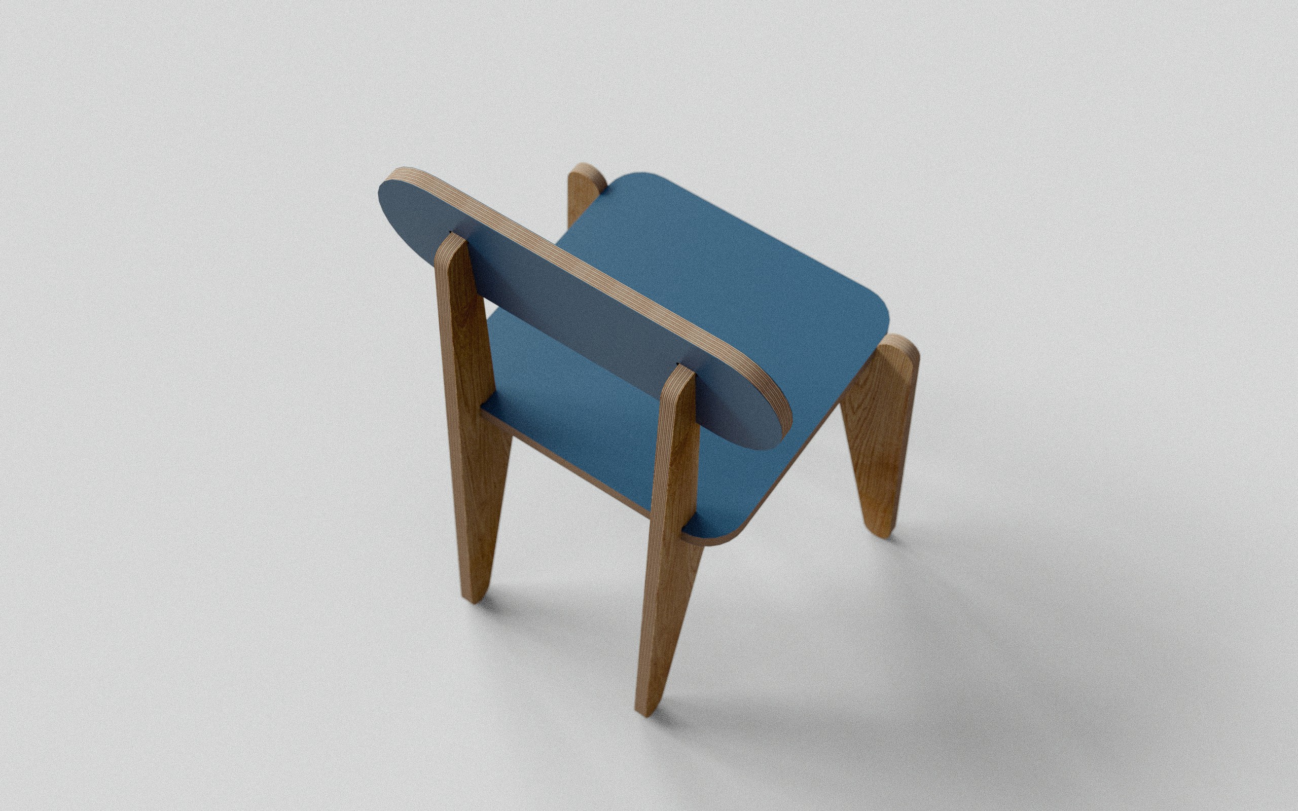 Oparcie wraz z siedziskiem tworzą kontrast do reszty konstrukcji.