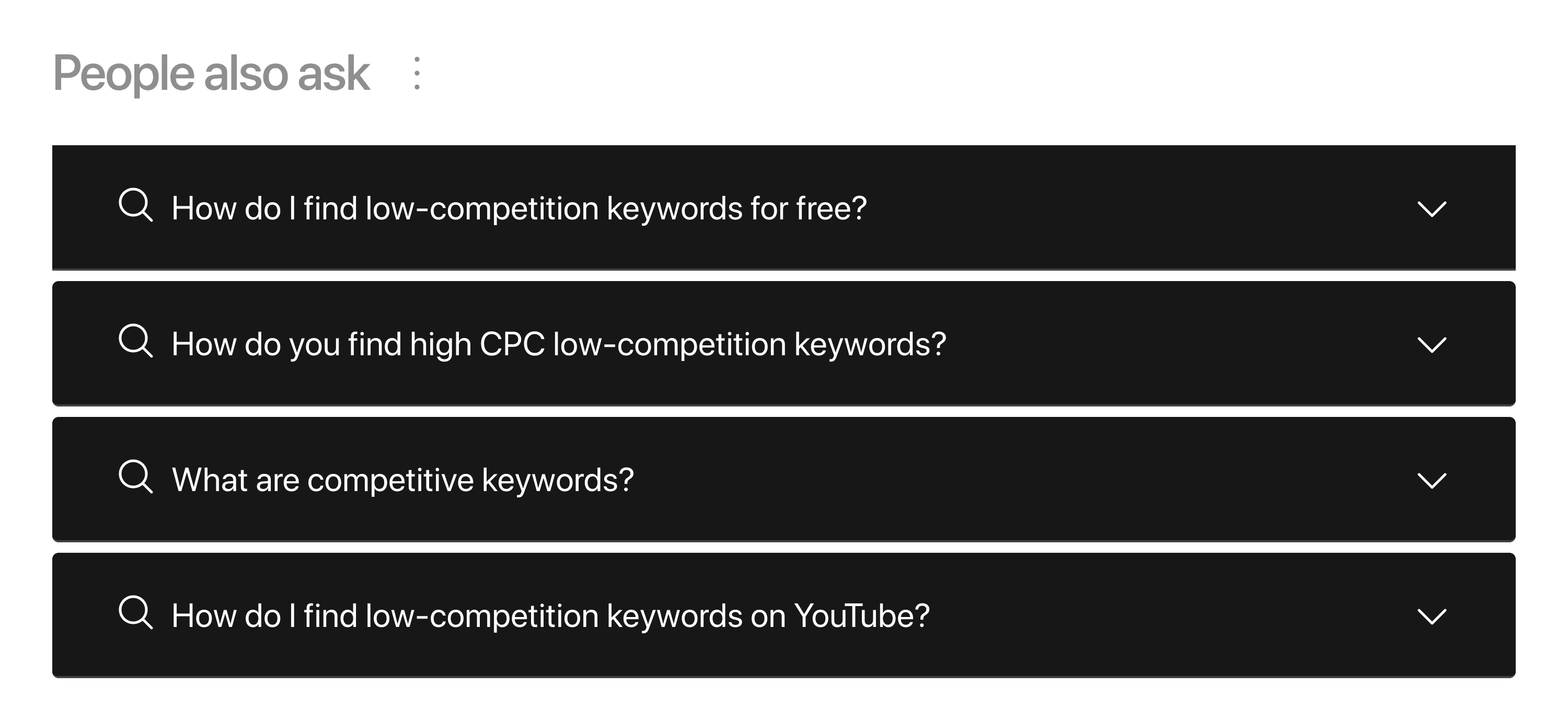 people also ask session on goolge search results for the keyword low competition keywords