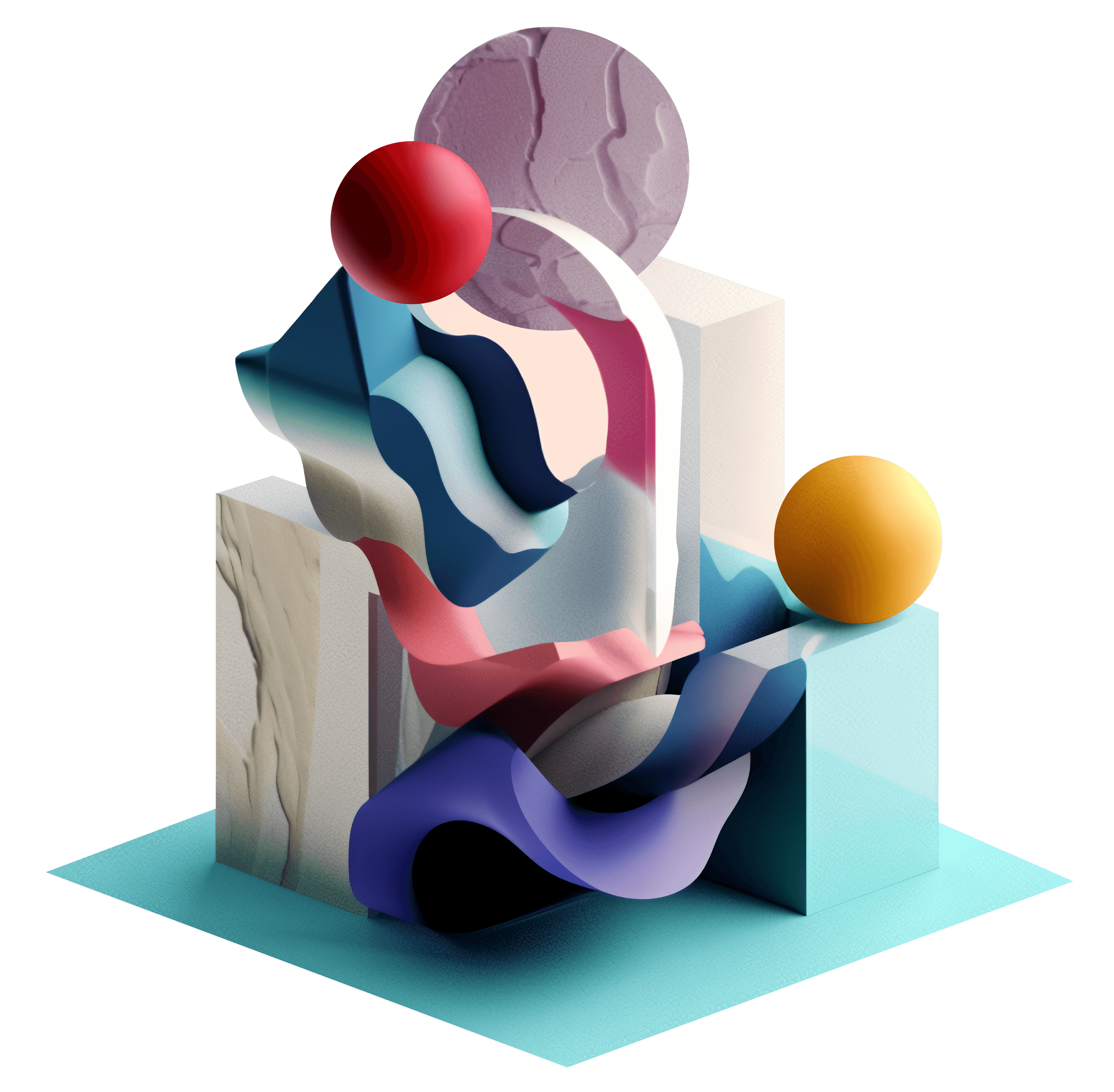 Abstract computer generated image of three dimensional geometric objects