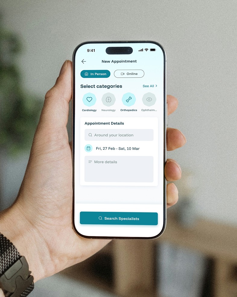 UI screen for medical app