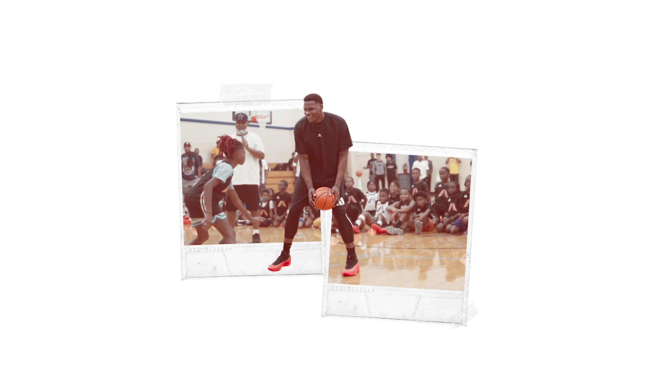 Ant playing ball polaroid