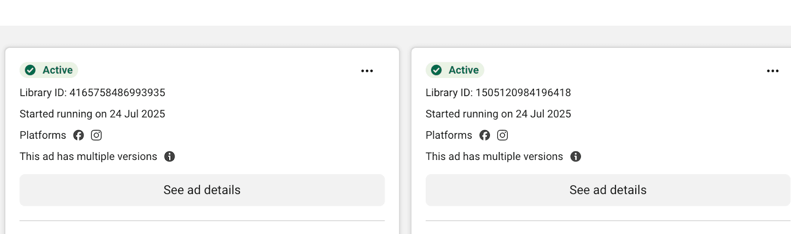 Facebook ad library active ads
