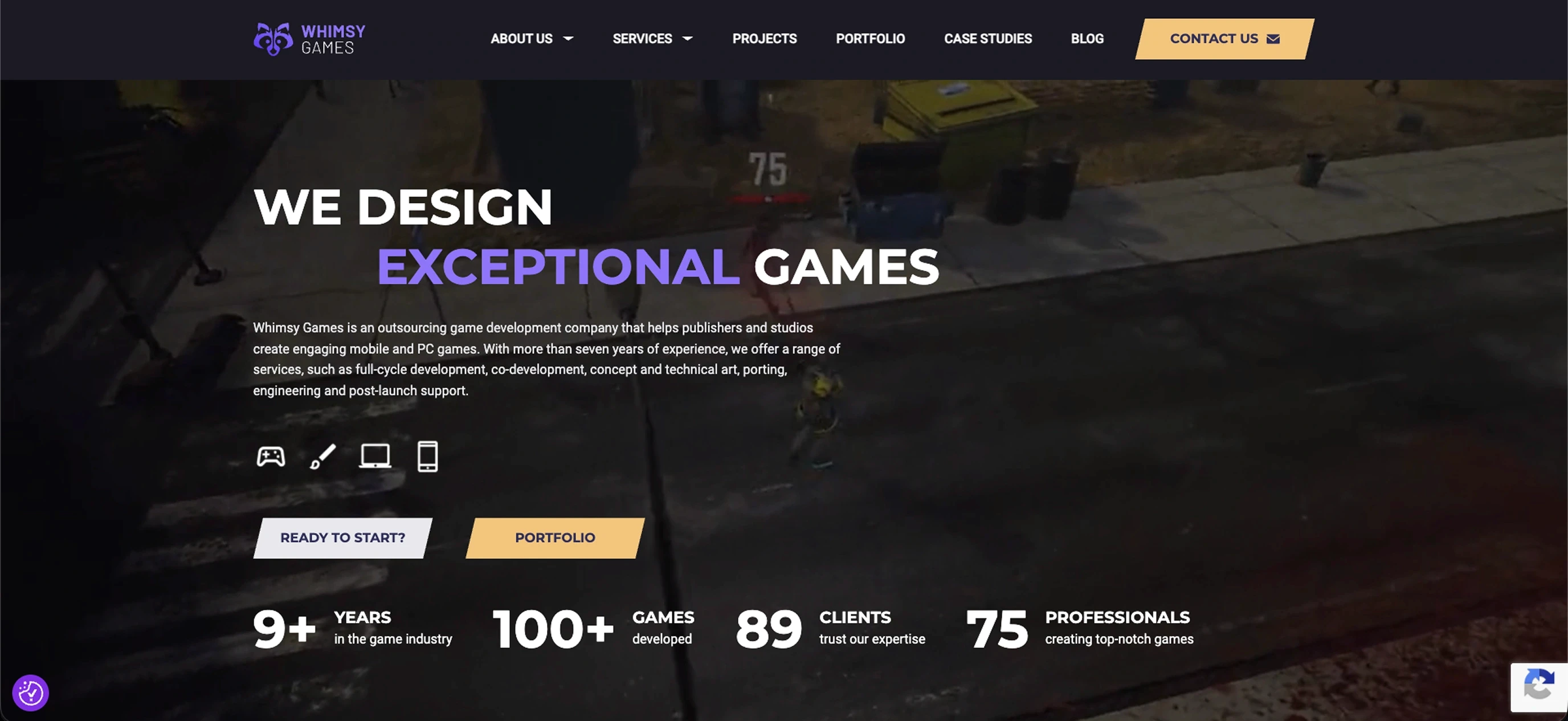 Whimsy Games Unity game development studio homepage