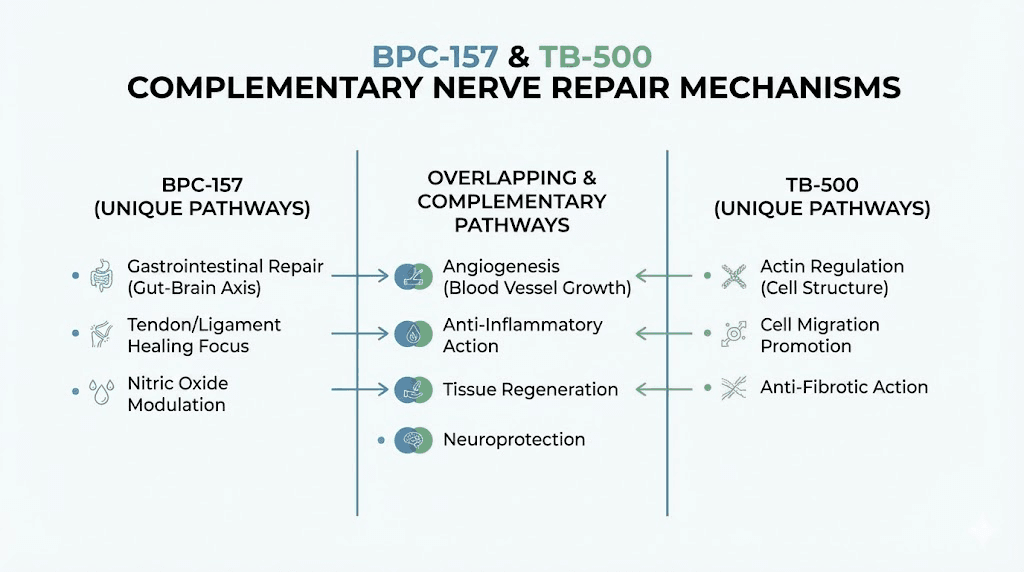 BPC-157 and TB-500 nerve repair mechanism comparison for neuropathy treatment