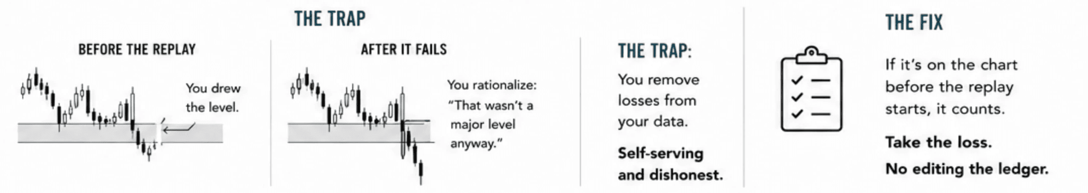 A chart with a level failing, and then someone removing it from the log to avoid the loss