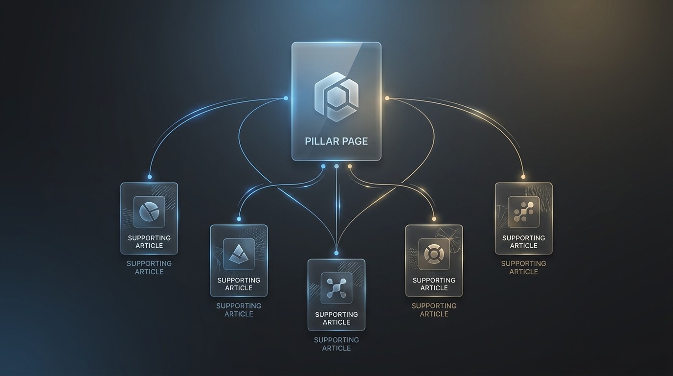 Schema einer internen Verlinkung mit Pillar Page und Themencluster