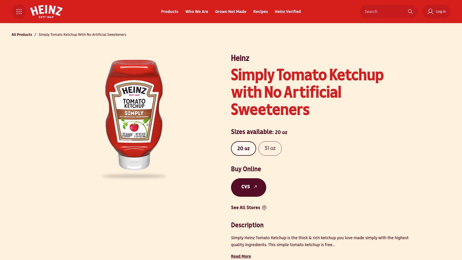 Foods with no high fructose corn syrup Heinz Simply Tomato Ketchup bottle