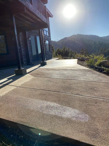 Finished concrete patio in a Tucson backyard