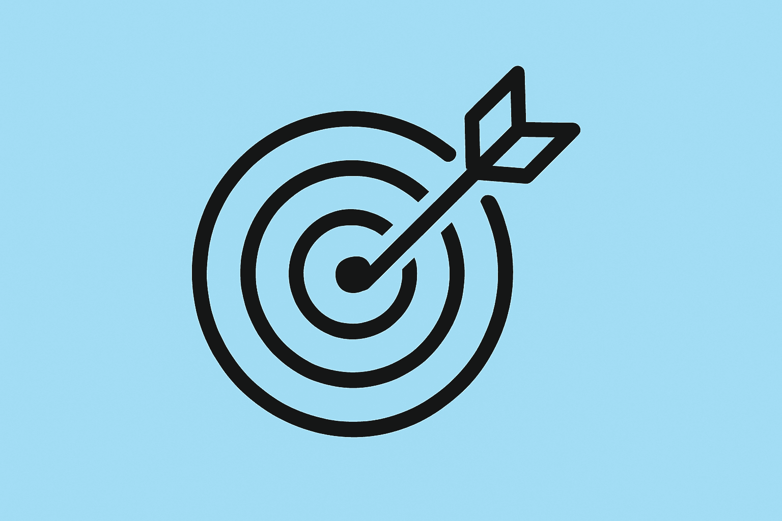 A bullseye target with an arrow hitting the center, representing focused sales prospecting based on real hiring signals.