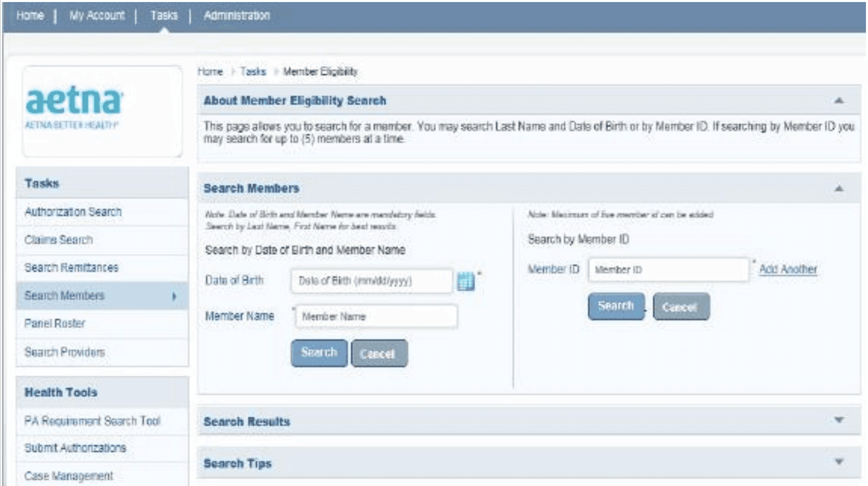 Aetna Insurance Provider Portal to facilitate patient eligibility check