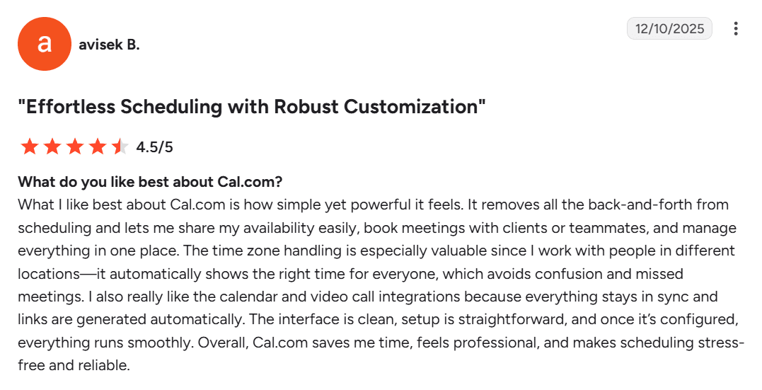 Avisek’s review of Cal.com