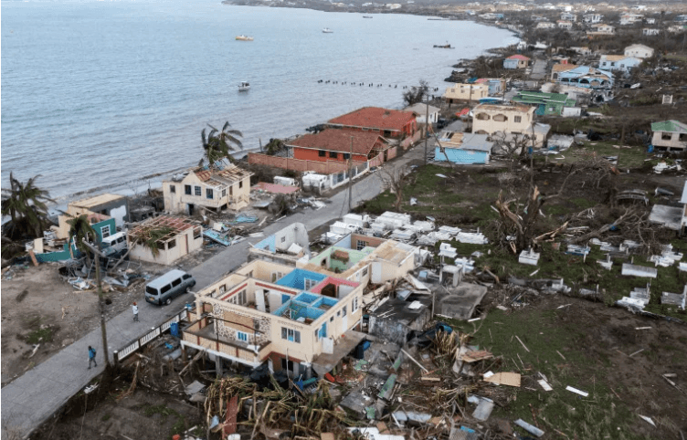 Drone footage captures the devastation of homes and structures along the coast following Hurricane Beryl’s impact on Carriacou Island, Grenada. (Photo courtesy of Arthur Daniel/Reuters)