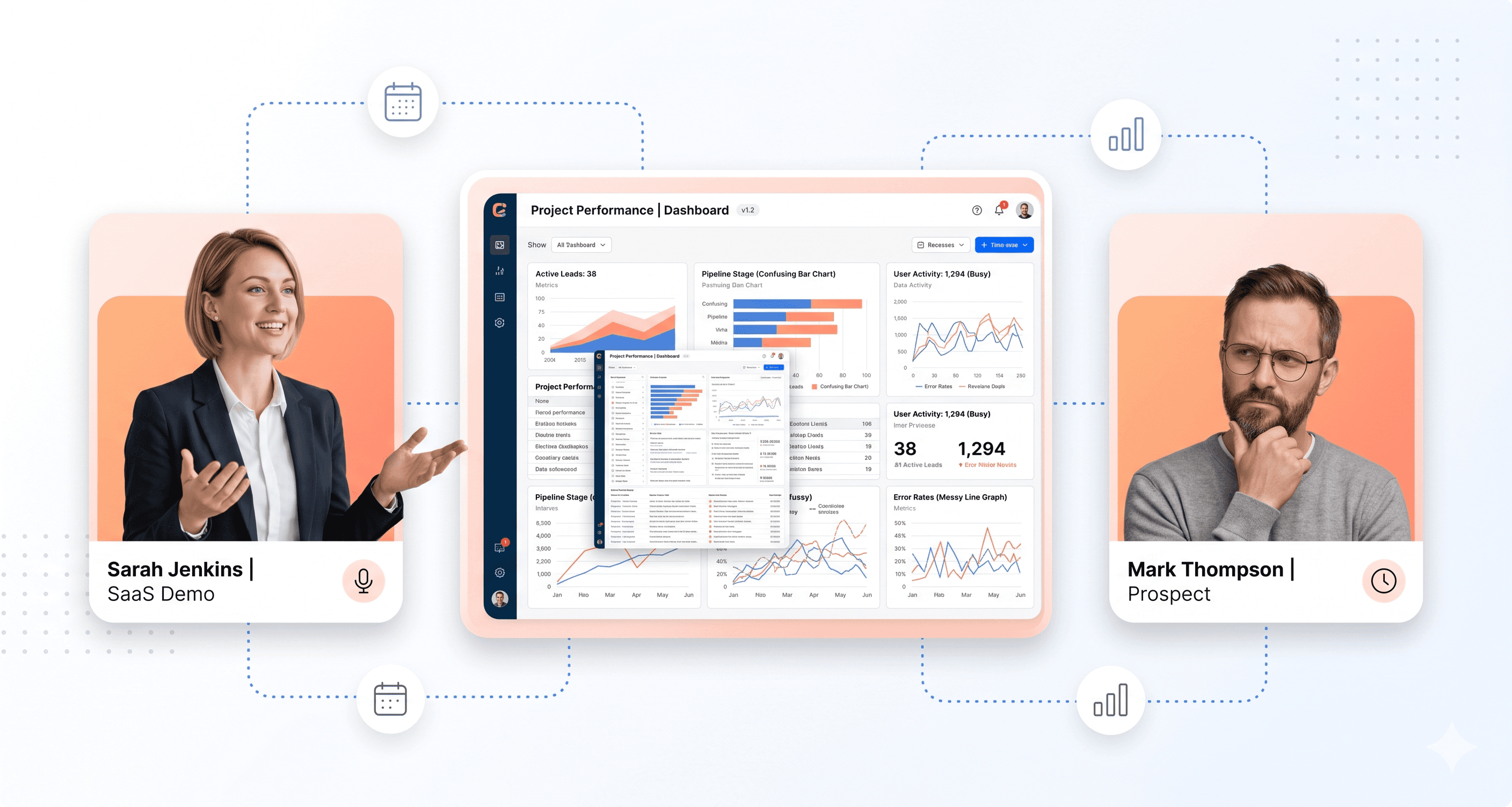B2B SaaS demo with disengaged prospect due to confusing UI during product presentation
