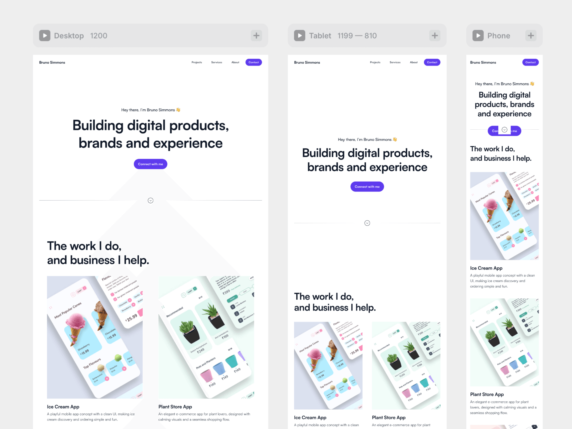 Screenshot 2 for Bruno, a designer portfolio Framer template
