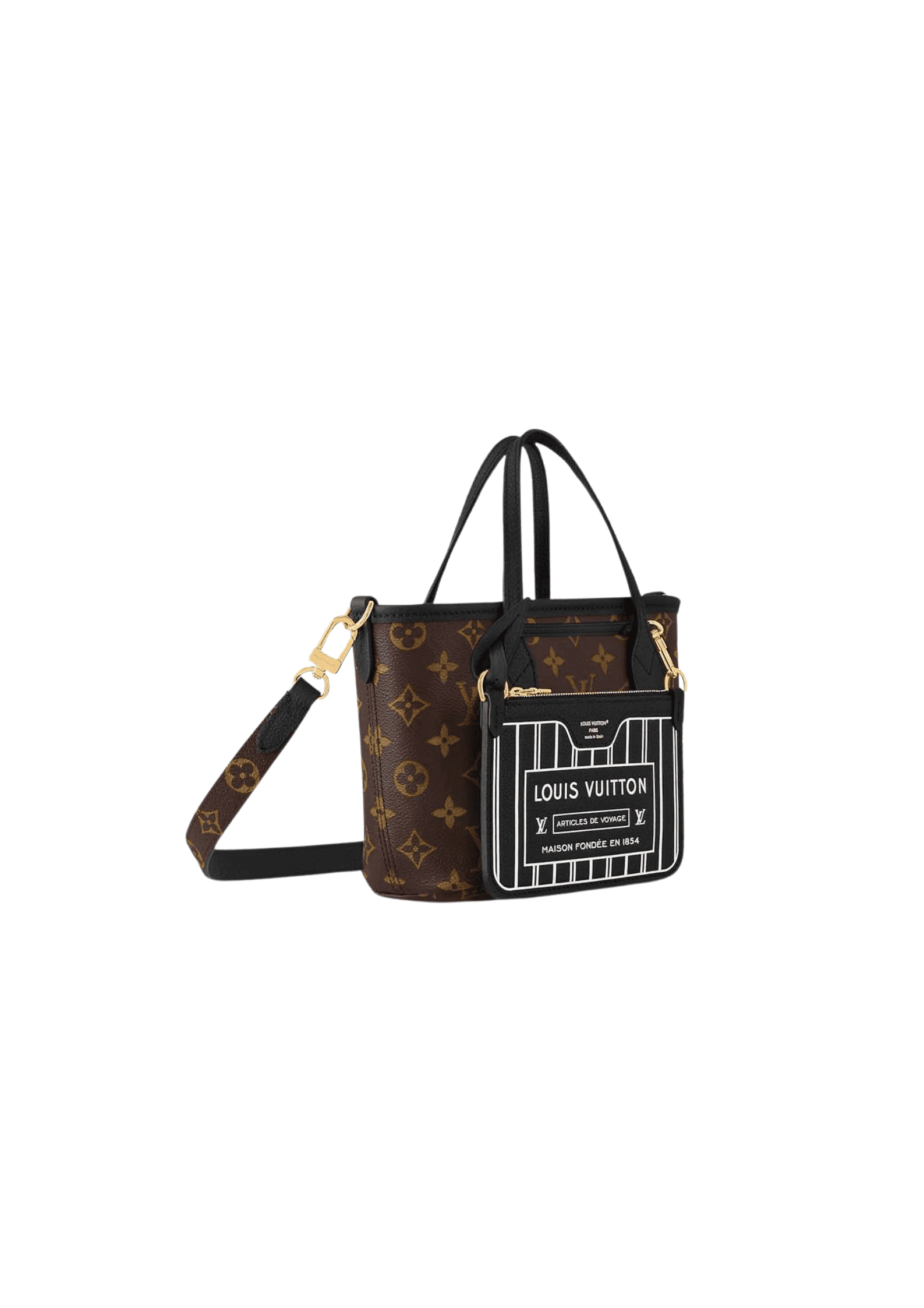 LV Neverfull Bandouliere Inside Out BB Bag in Black